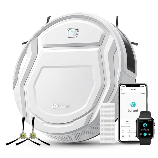 Lefant M210 Robot Vacuum Cleaner, 2200Pa Strong Suction, 7.8cm Thin 28cm DIA, Automatic Self-Charging Small Robotic Vacuums, Wi-Fi/App/Alexa Control, Ideal for Pet Hair Hard Floor and Carpet