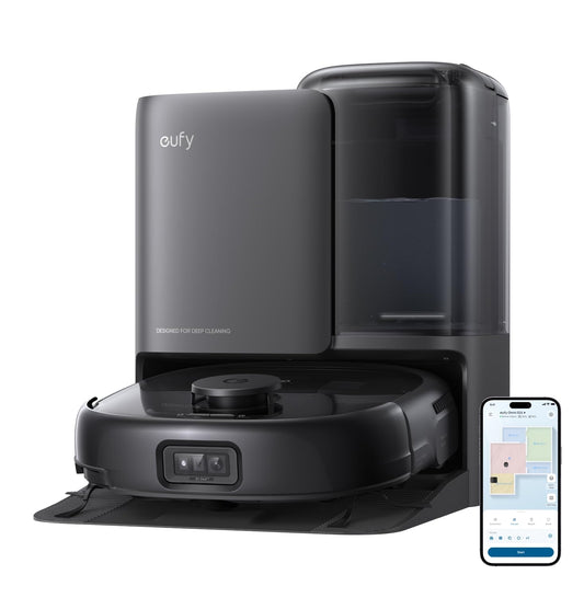 eufy E25 Omni Robot Vacuum Cleaner with Mop, HydroJet System, 20,000 Pa Turbo Powerful Suction, Zero Tangling, Corner-to-Edge Deep Cleaning and Mop Lifting, with Auto All-In-One Station