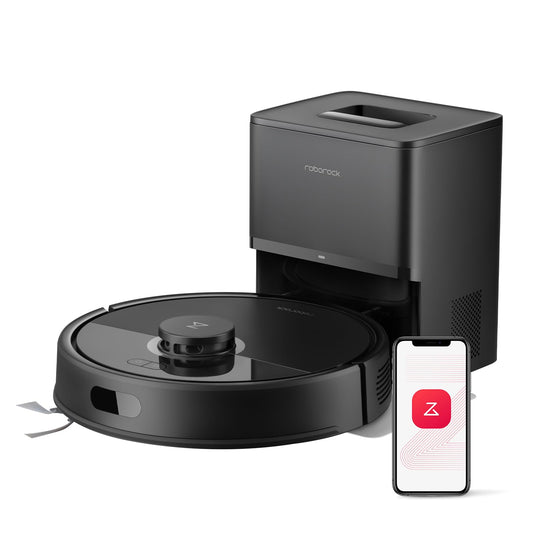 roborock Q7 L5+ Robot Vacuum Cleaner, Self-Emptying, 8,000Pa Suction, Dual Anti-Tangle System, APP-Controlled Mopping, Electronic Water Tank, PreciSense LiDAR Navigation, Ideal for Pet Hair, Black