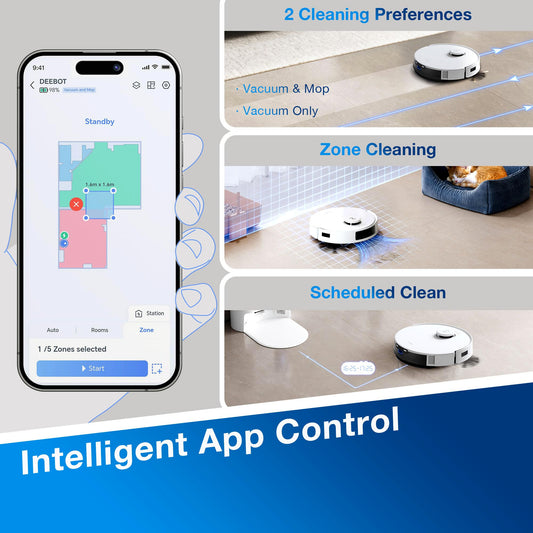 ECOVACS DEEBOT N20 PLUS Robot Vacuum Cleaner with Mop, 8000Pa Suction, ZeroTangle Technology, Bagless PureCyclone Self Empty Station, 300 Minutes Runtime